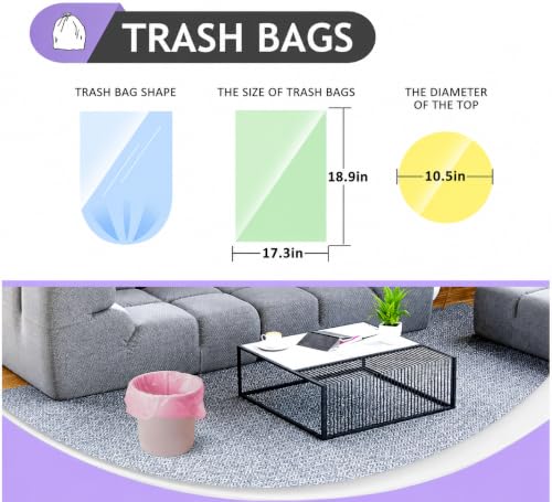 Image of Small Trash Bags 3 Gallon 150 Count Small Trash Bags Colorful Small Garbage Bags, Trash Can Liners for Bathroom Home Office Kitchen Bedroom, fit 5-10 Liter, 1,1.2,1.6,2,2.6,3 Gal,Multicolor