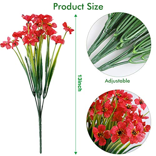 Zeostaro 20 Bundles Artificial Outdoor Flowers Uv Resistant Fake Flowers No Fade Faux Plastic Greenery Shrubs Garden Porch Window Box Decorating(Deep Red) #TOP2