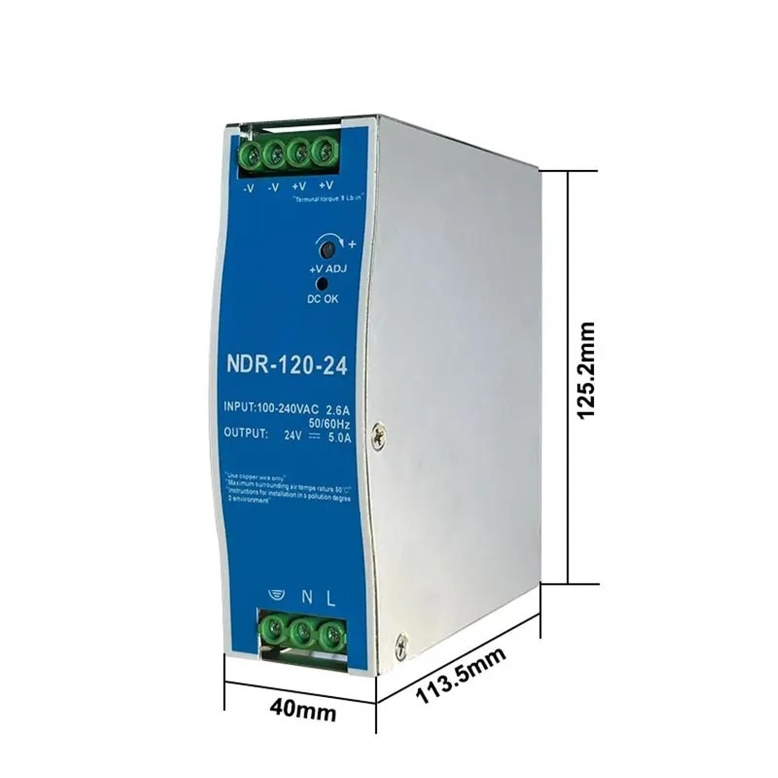 Alimentatore industriale 1PCS 12V 24V 48V NDR120W 100-120VAC/180-240VAC(NDR-120W-24V 5A)