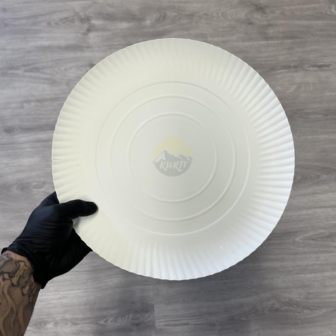 KURTT - 250 Stück Pappteller - Ø 32 cm - Pappteller - Einwegteller Pappteller -Einweggeschirr - Kuchenteller - Partyteller - Pappteller - Kuchenteller - Kuchenteller