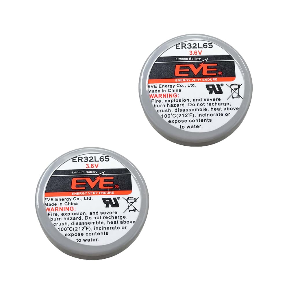 MEELER 2 Pcs ER32L65 3.6V 1000mAh Lithium Battery with Nickel Pins for Smoke Alarms Carbon Monoxide Detectors Intrusion Sensors and So On