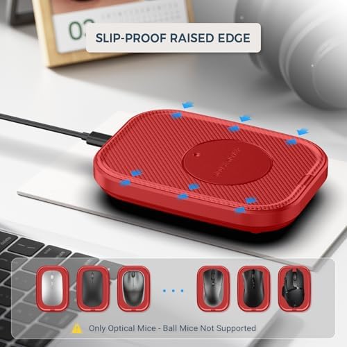 Yonktoo Mouse Jiggler Undetectable – Ultra Slim Mouse Mover with Realistic Movement, No Software Needed, Keeps Your PC Awake and Active, Keeps Computer Awake for Office or Remote Work - Red - 2