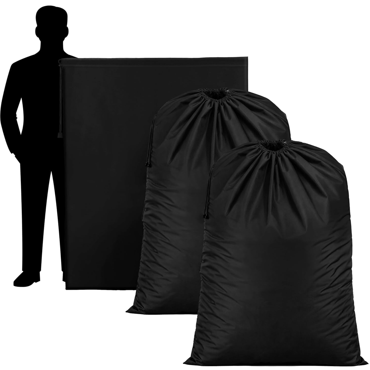 Set of 2 Extra Large Storage Bags 142 x 108 CM | Giant Reusable Clothes Organizer with Cord Lock for Bedding, Blankets & Moving - Heavy Duty, Foldable (Black)-image-2