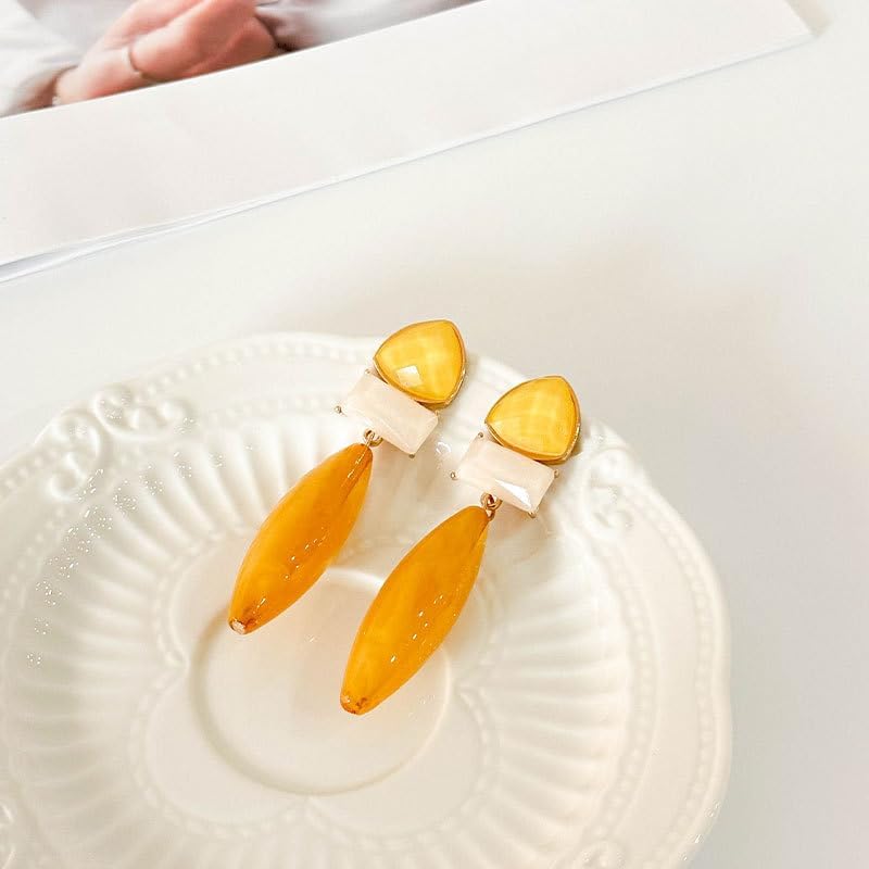 Sparkly Crystal Big Resin Long Teardrop Stud Earrings Square Geometry Dangle Drop Earrings For Women - Image 6