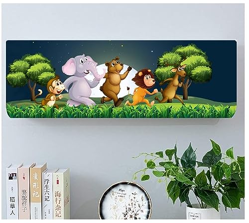 Image of DARSHANAM WORLD Beatiful Designer Ac Cover |Cutest Printed Air Conditioning Dust Cover For Indoor & All Type AC Split Covers |Colorfull Folding Designer Ac Cover (Funny Jungle Safari 1 Ton)