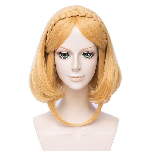LanTing The Legend of Zelda Princess Gold Long cosplay perücke Frau kurz cosplay Wig perücke karneval fasching Halloween Party 35cm