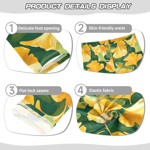 KLL Ginkgo Leaves Girls Active Leggings Comfortable Full Length Workout Pants Sports3