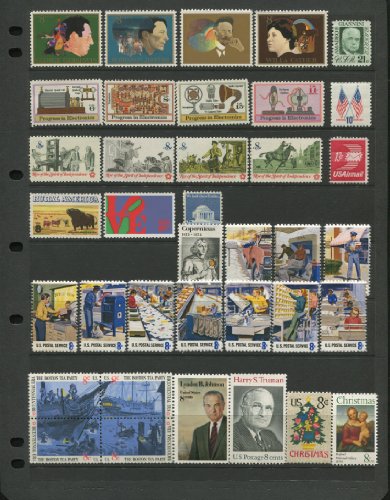 COMPLETE MINT SET OF POSTAGE STAMPS ISSUED IN THE YEAR 1973 BY THE U.S. POST OFFICE DEPT. (Total 37 Stamps)