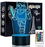 PACUM 3D Night Light for Kids, 16 Colors Illusion Table Lamp with Remote Control, USB Rechargeable Dimmable Bedside Desk Light for Children Christmas Gifts Birthday Bedroom Decoration
