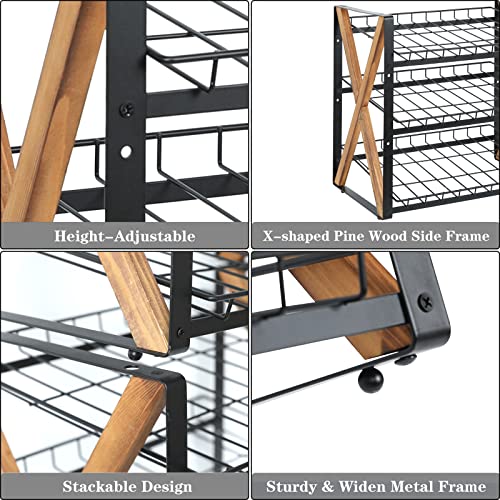 Stackable Can Rack Organizer, 3 Tier Stacking Can Storage Dispenser Wood Holder For Storing Canned Pantry Kitchen Cabinet Or Countertop, For 36 Cans, Black #TOP5