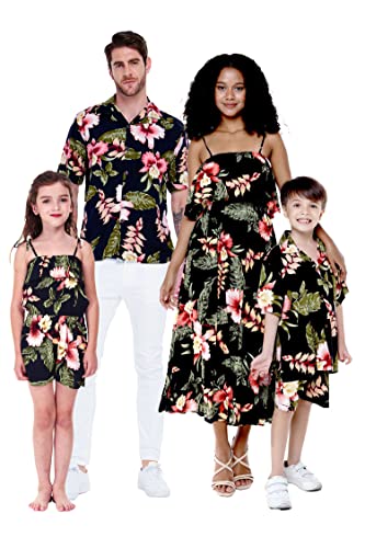 Matchable Family Hawaiian Luau Men Women Girl Boy Clothes in Black Rafelsia