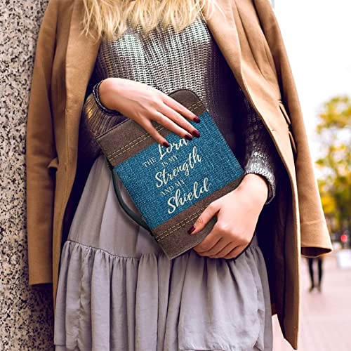 Image of Verse Bible Cover for Women and Men, Leather Bible Carrying Book Case Kids Church Bag, Bible Tote Bag for Protective with Pen Slots and Pocket