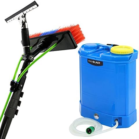 20ft Window Cleaning Pole Water Fed Backpack 2 in 1 Telescopic Brush Extendable Window Squeegee Washer Roof Cleaner Glass Outdoor | 16L Cover