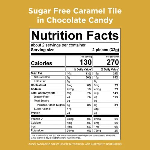 Image of Sugar Free Caramel Premium Chocalate candy - 1 lb (16 oz, 32 Pcs) Bulk - Individually Wrapped Zero Sugar Caramel Dark Chocolate Car - Diabetic Sugar Free