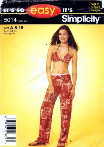 Simplicity 5014 Sewing Pattern Two Piece Bikini Bathing Suit Pants Size 8 - 18