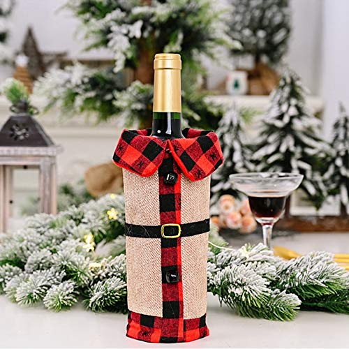 Outgeek – Saco de garrafa de vinho xadrez decorativo de Natal 2 peças
