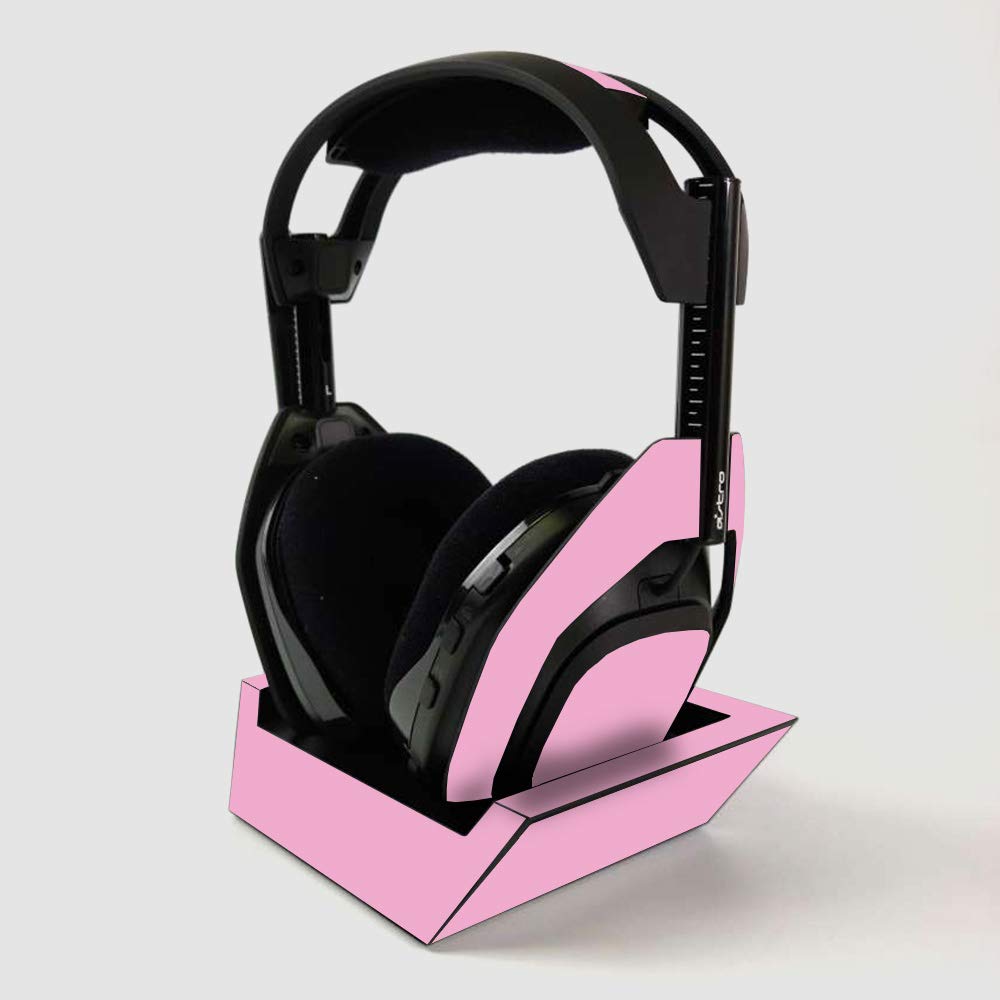MightySkins Skin for ASTRO Gaming A50 Wireless Headphones + Base Station - Solid Pink | Protective, Durable, and Unique Vinyl Decal wrap cover | Easy