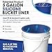 HAILUN SAVER Reusable Silicone 5 Gallon Bucket Liner with Graduated Measurements - Leakproof Thinset, Grout, Concrete Mixing Pail Liner - Heavy-Duty Bucket Saver Accessory (Blue)