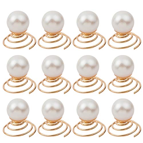 12pcs Pearl Spiral Hair Pins, Lurrose Gold Twists Hair Coils Pearls Hair Clip Accessories for Wedding Party