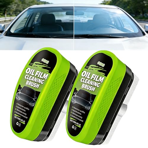 Uceento 2026 Upgrade Automotive Oil Film Cleaning Brush 2PCS Glass Cleaner for Windshield Oil Film Remover Car Glass Remover for Windshield Improves Clarity and Visibility
