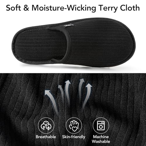 VeraCosy Women's Comfy Scuff Slippers Soft Terry Cloth Memory Foam Home House Shoes3