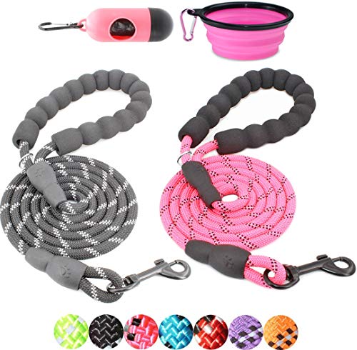 BAAPET 4/5/6 FT Strong Dog Leash with Comfortable Padded Handle and Highly Reflective Threads for Small Medium and Large Dogs (6FT-1/2', Black)