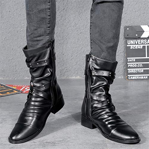 Men`s Punk Gothic Rivet Motorcycle PU Faux Leather Boots With Studs2