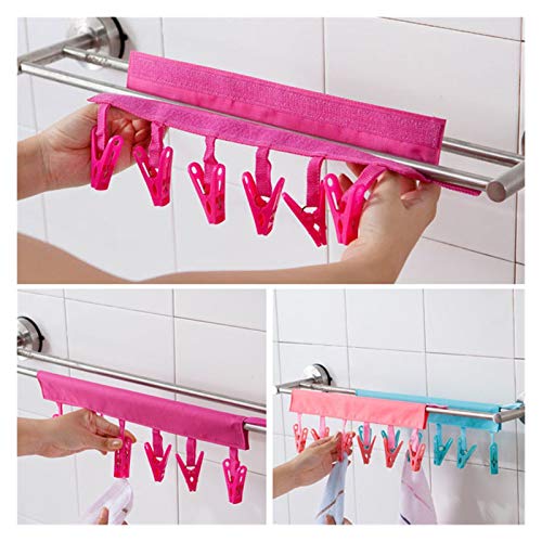 Étendoir à linge pliable multifonction avec pinces de suspension intégrées - 2