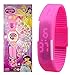 Pappi-Haunt Qualitätssicherung – Kinder-Spielzeug – 2 Stück – Beautiful Girl Projektor-Band Armbanduhr + Jelly Slim schwarz Digital LED Band Uhr für Kinder