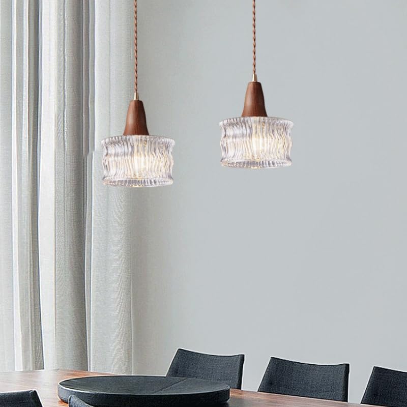 Suspension LED anti-éblouissement lustre en bois réglable pour table
