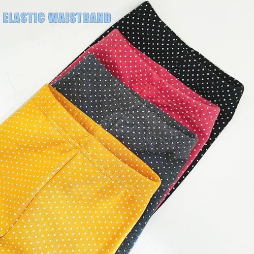 Kiench 3 Pack Girls Fleece Lined Leggings Cotton Thermal Tights Pants Polka Dot Printed3