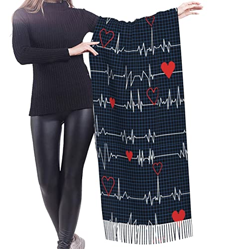 SUYGGCK Calling All Nurses Heart Beat Soft Blanket Scarf Long Warm Shawl Wraps Cashmere Fringe Scarfs For Women2