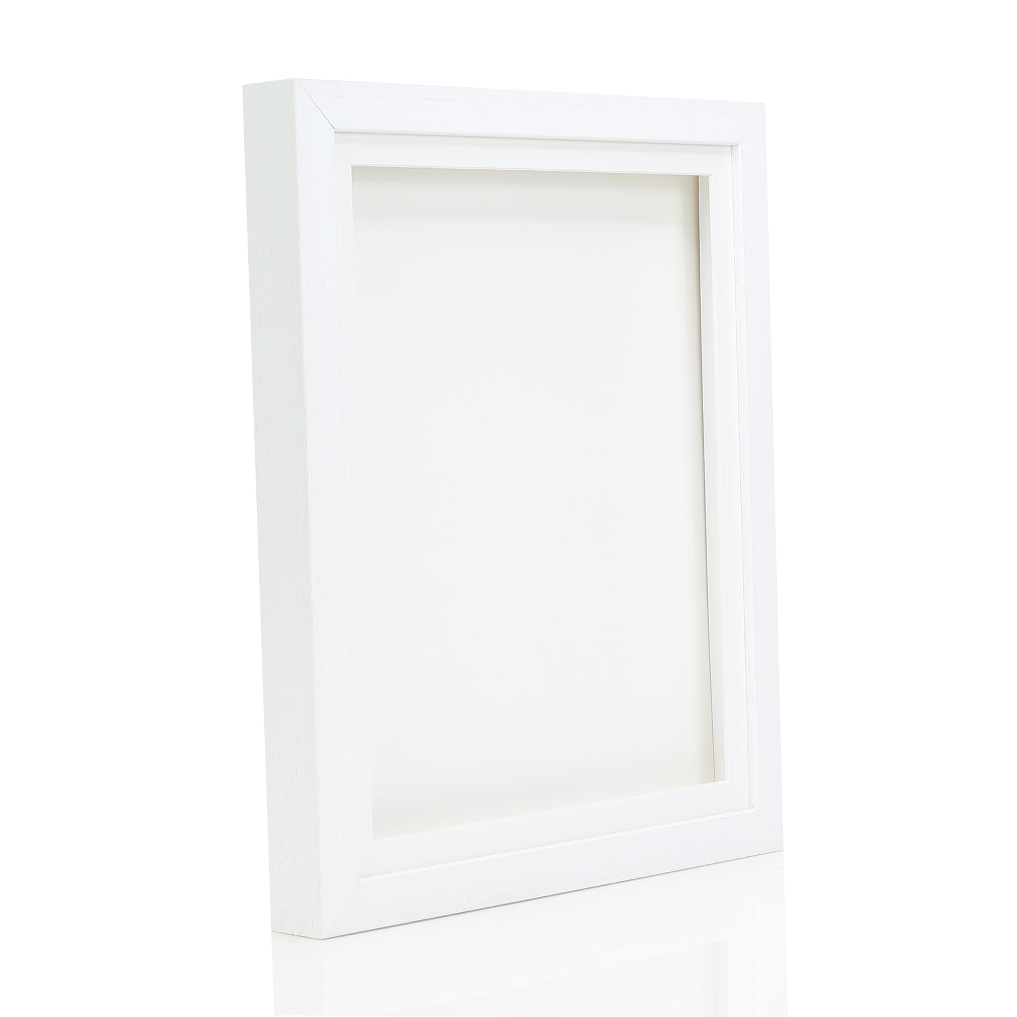 12x10" White Solid Wood 3D Deep Box Picture Frame Display Memory Box With White Mount For Medals Memorabilia Flowers etc