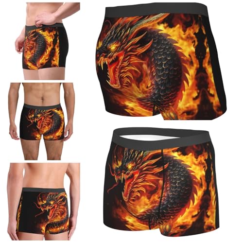Fire Chinese Dragon Print Men'S Boxer Briefs Comfortable And Stylish Breathable 5