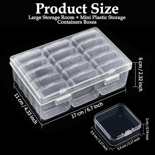 Image of TecoKart 15 Pcs Jewellery Organisers - Transparent Jewellery Box with 15 Mini Storage Boxes, Earring Organizer Box for Rings, Beads, & Nail Art, Durable Jewellery Box Organisers for Neat Storage