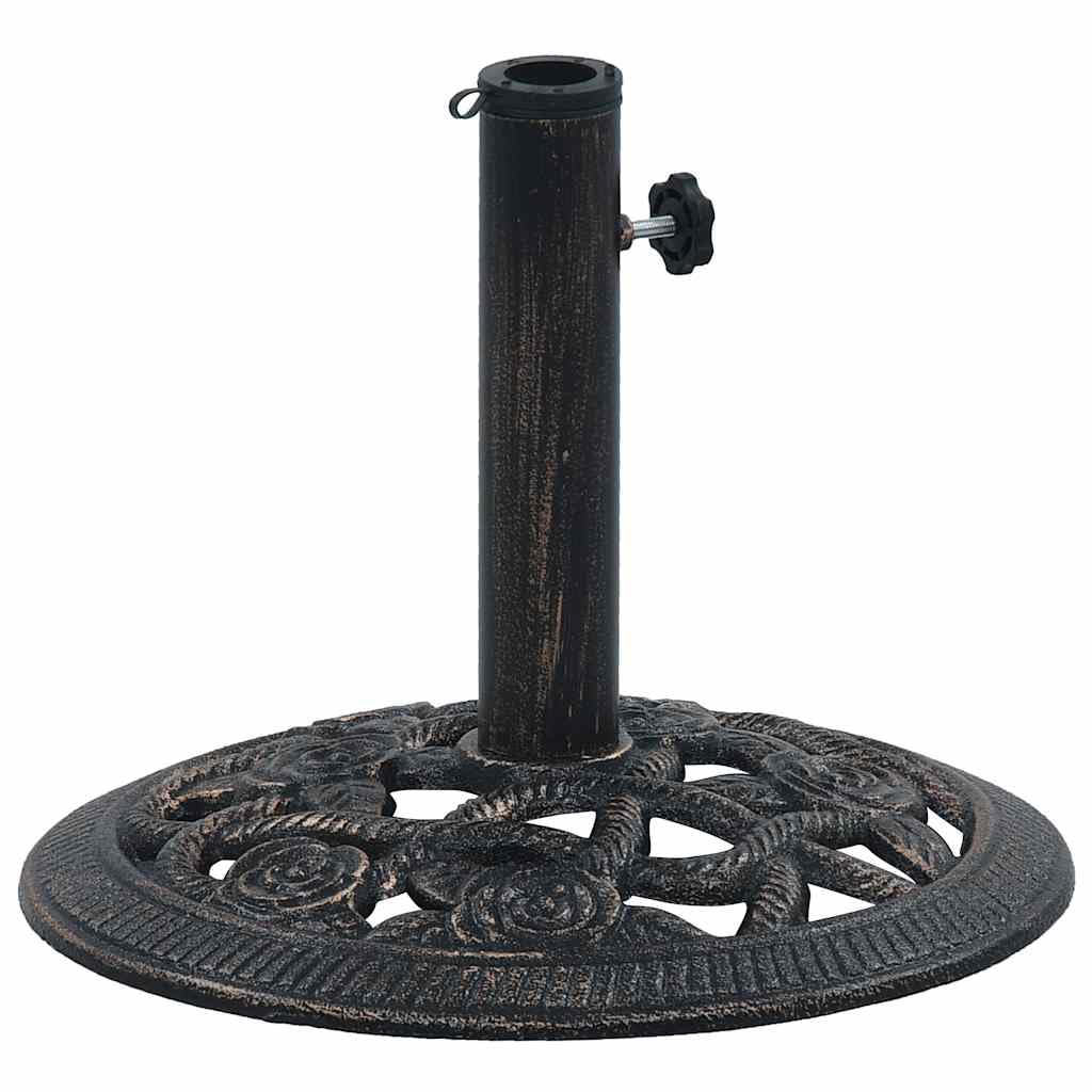 Portaombrellone Nero Bronzo 9 kg 40 cm | Base in Ghisa, Adattatore per Aste 35, 38, 48 mm, Motivo Floreale