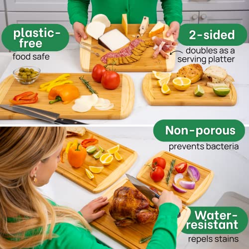 Greener Chef 1250 Organic Bamboo Cutting Board Set Of 3 With Lifetime Replacements - Wood Cutting Board Set thumb #4