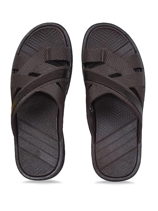 Image of AJANTA Men's PVC Sandal | Lightweight & Waterproof | Cross Strap | Open Toe Slipper for Indoor & Outdoor | Anti Skid Outsole for Firm Grip