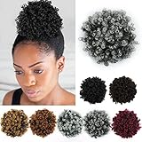 YISIKUNNUO Curly Wavy Afro Puff Drawstring Ponytail Hair Extension for Black Women Loose Wave Short...