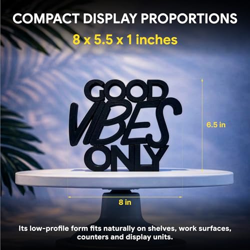 Image of Mad Masters Good Vibes Only Motivational Desk Decor - Aesthetic Table, Shelf & Wall Showpiece for Home Office, Business. Vastu Friendly Gifting, Matte Black (20.3 x 16.5 x 2.5 cm)