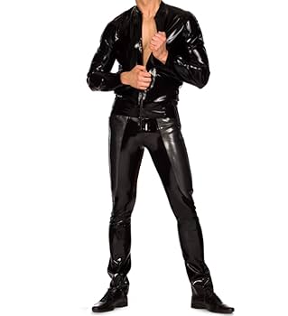 ラバー　ラテックス　スーツ　メンズ Amazon.co.jp: 男性の足付きキャットスーツ ラテックスキャット