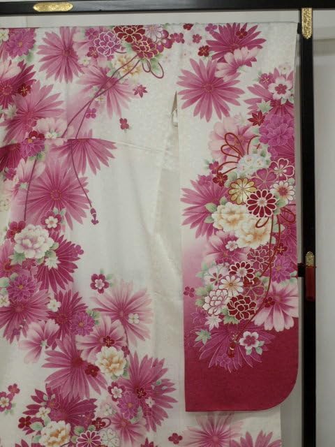 しつけ糸付 正絹色無地 167㌢ 白藤色 藤鼠 色無地 - 銀座きもの青木