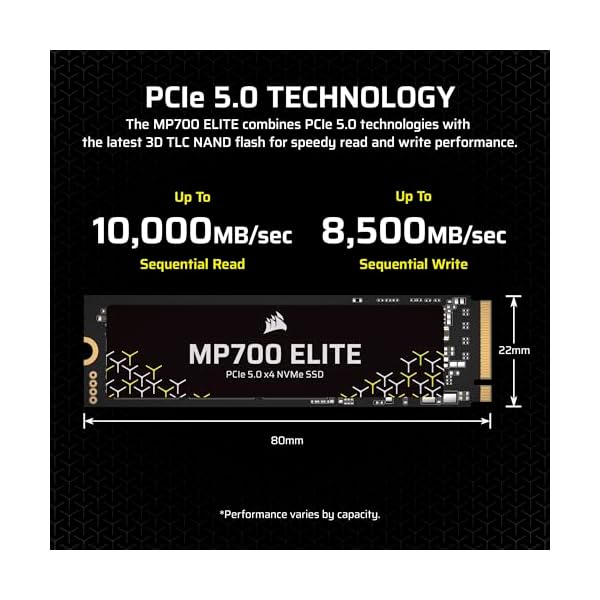 Corsair MP700 Elite 2TB PCIe 5.0 x4 M.2 SSD hasta 10,000MB/s - Image 4