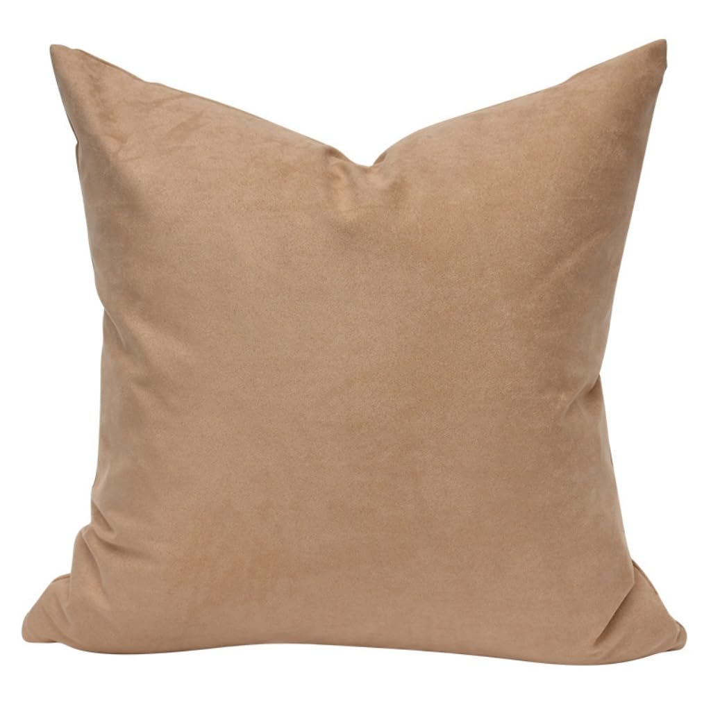 Housse de coussin de canape beige en daim pour salon elegant