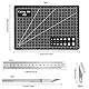 Schneidematte Set Selbstheilende Bastelunterlage Mat mit Schnitzmesser, A5 Cutting Mat/16stk Bastelmesser und Stahllineal Grün/für Handrückenbretter, Mauspads, Schreiben