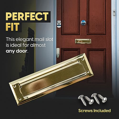 Litlheim MAIL SLOT 3 Solid Steel Gold Color | Mail Slot Fits To Most Doors thumb #1