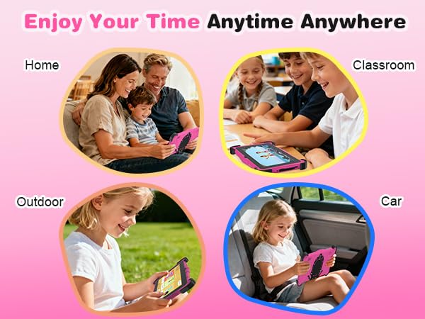 Image of 7 Inch Kids Tablet with Shockproof Case, Android 14 Educational Learning for Toddlers 3-10, 10GB RAM + 64GB ROM, Dual Camera, WiFi, Bluetooth, Parental Controls