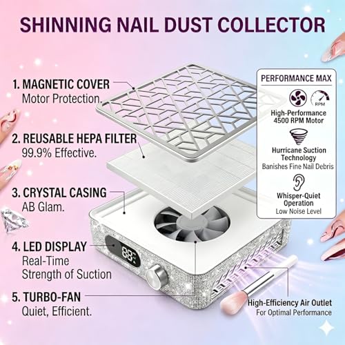 Extractor de polvo para uñas con cristales AB Rhinestone miniatura 4