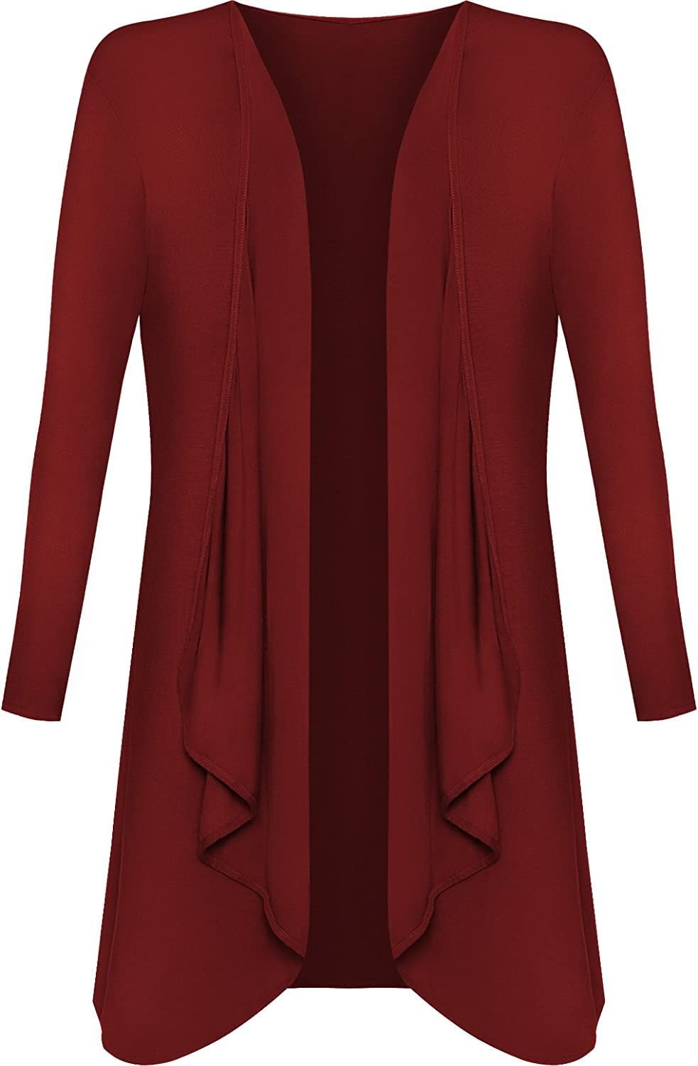 Crazy Girls Womens Waterfall Boyfriend Cardigan, Wine, SM (UK 8-10)