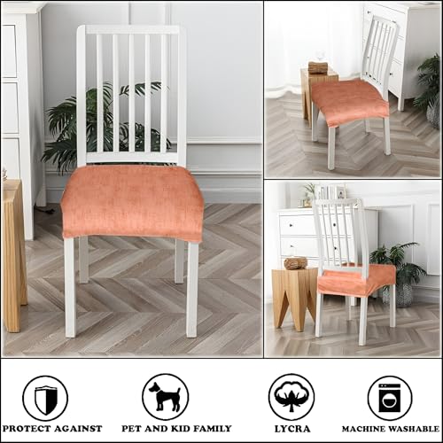 Image of Set of 6 Stretchable Dining Chair Covers, Universal Fit Washable Seat Slipcovers for Dining Room & Home Decor (Texture Orange)